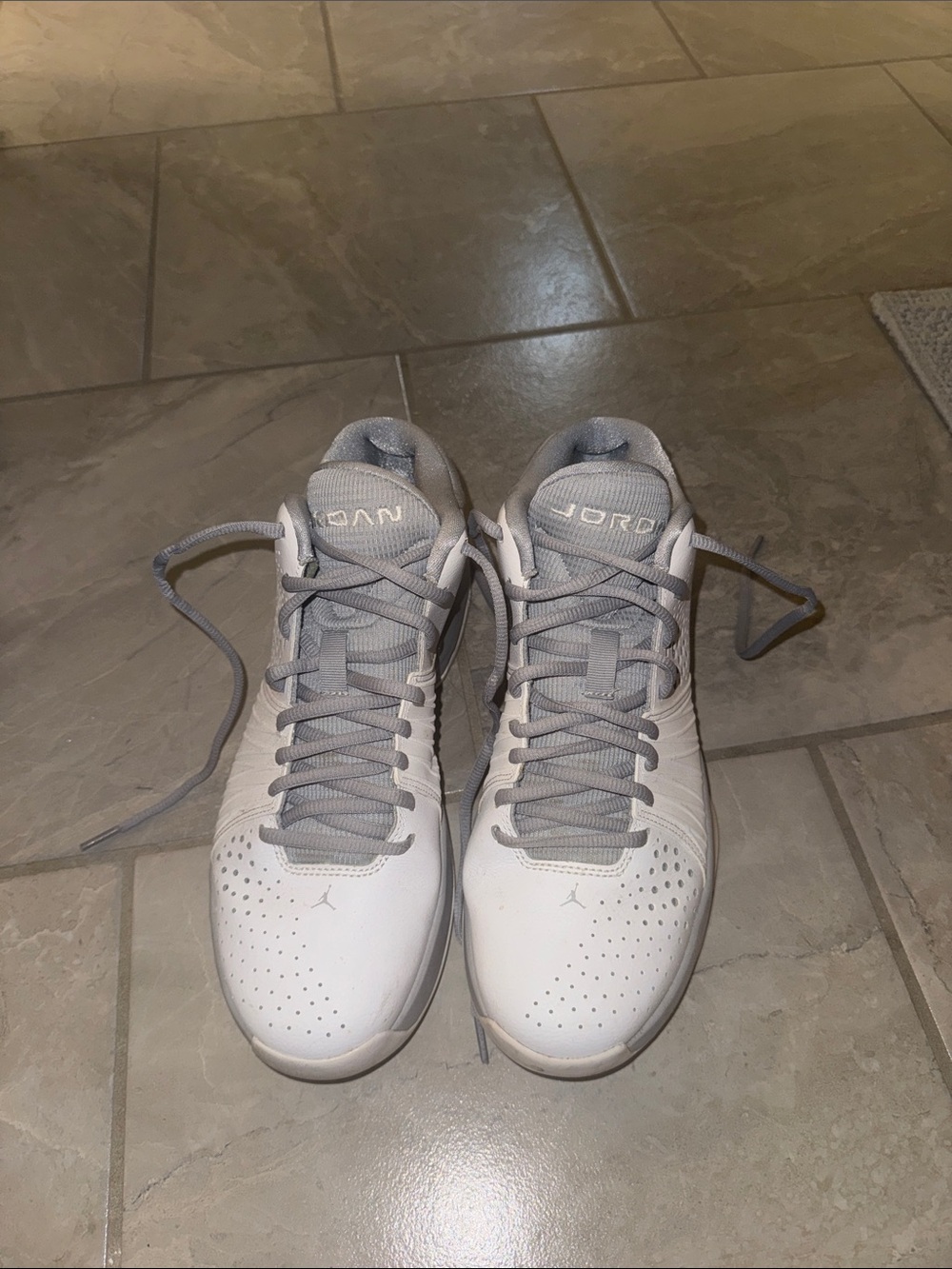 Jordan Men's White and Gray Athletic Basketball Shoes